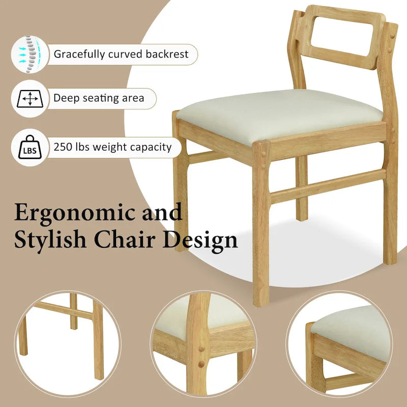 Set di tavolo da pranzo e sedie in legno estensibile, set di tavolo da pranzo e sedie in stile moderno di metà secolo con 2 ante a ribalta e ripiano portaoggetti