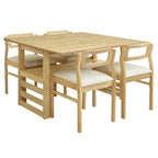 Set di tavolo da pranzo e sedie in legno estensibile, set di tavolo da pranzo e sedie in stile moderno di metà secolo con 2 ante a ribalta e ripiano portaoggetti