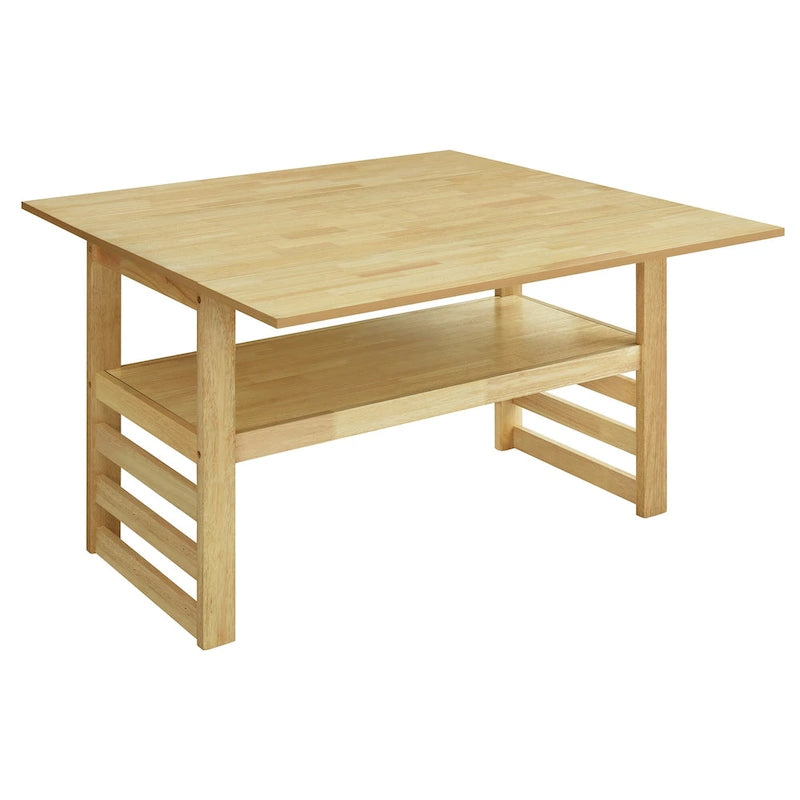 Set di tavolo da pranzo e sedie in legno estensibile, set di tavolo da pranzo e sedie in stile moderno di metà secolo con 2 ante a ribalta e ripiano portaoggetti