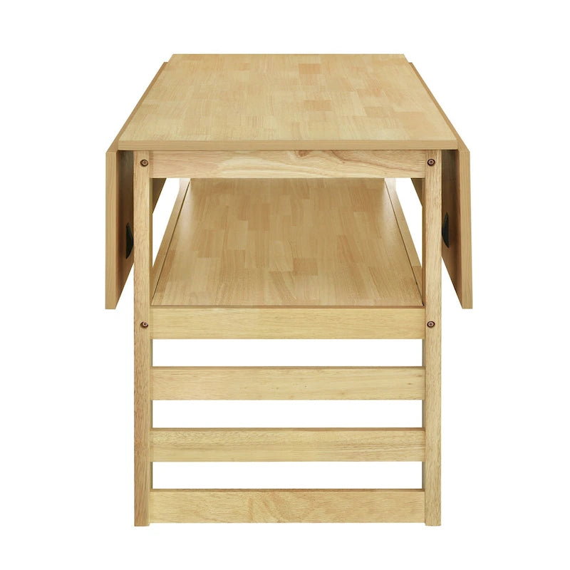 Set di tavolo da pranzo e sedie in legno estensibile, set di tavolo da pranzo e sedie in stile moderno di metà secolo con 2 ante a ribalta e ripiano portaoggetti