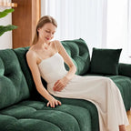 110.2 Set divano a 3 posti in ciniglia con pouf e cuscini, struttura in legno massello e cuscini ad alta resilienza