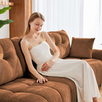 110.2 Set divano a 3 posti in ciniglia con pouf e cuscini, struttura in legno massello e cuscini ad alta resilienza