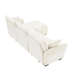 110.2 Set divano a 3 posti in ciniglia con pouf e cuscini, struttura in legno massello e cuscini ad alta resilienza