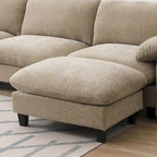 Divano componibile modulare a forma di U in ciniglia da 140 cm con sedute larghe 31,5 cm, caricabatterie USB/Type-C e tasche portaoggetti