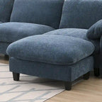 Divano componibile modulare a forma di U in ciniglia da 140 cm con sedute larghe 31,5 cm, caricabatterie USB/Type-C e tasche portaoggetti