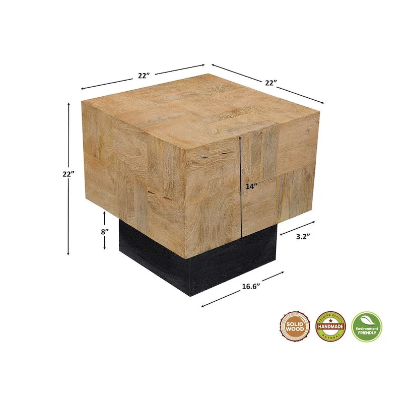 Set di tavoli da soggiorno in legno massello Caden da 2 pezzi