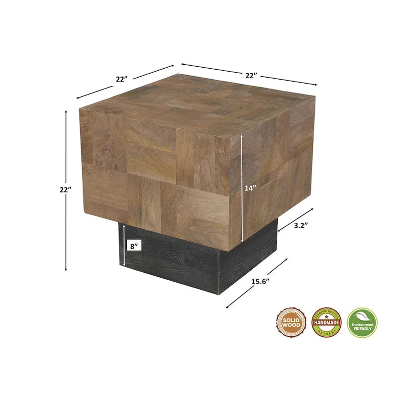 Set di tavoli da soggiorno in legno massello Caden da 2 pezzi