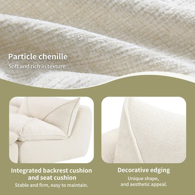 Divano componibile moderno in ciniglia da 116 pollici con schiuma ad alta densità, non richiede montaggio