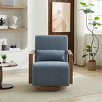 Poltrona girevole a 360 gradi con braccioli e base in legno massello