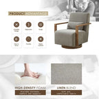 Poltrona girevole a 360 gradi con braccioli e base in legno massello