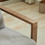 Poltrona girevole a 360 gradi con braccioli e base in legno massello