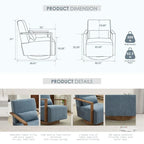 Poltrona girevole a 360 gradi con braccioli e base in legno massello