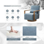 Poltrona girevole a 360 gradi con braccioli e base in legno massello