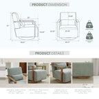 Poltrona girevole a 360 gradi con braccioli e base in legno massello