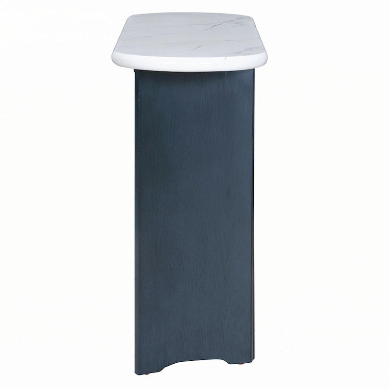 Tavolo consolle stretto, tavolo da ingresso, blu navy e bianco