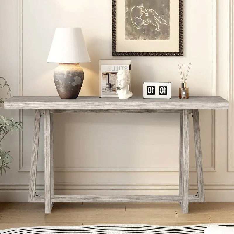 Stylish 60 Console Table, Rectangular Outdoor Entryway Table with Sturdy Construction for Hall Use