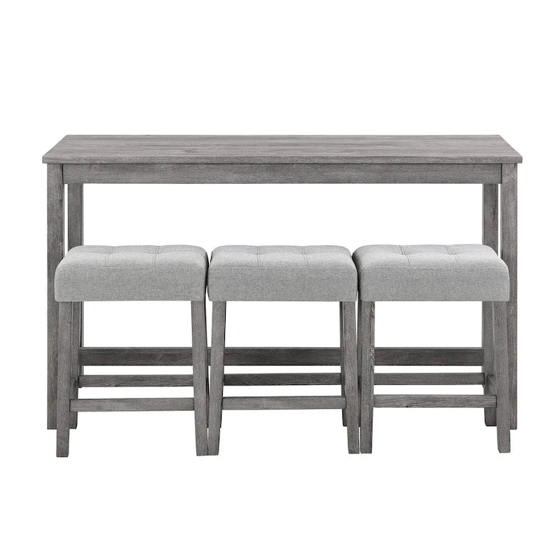 Set tavolo da pranzo da bar e 3 sgabelli da bar con presa di corrente, angolo colazione da cucina, tavolo da pranzo in legno, sedie