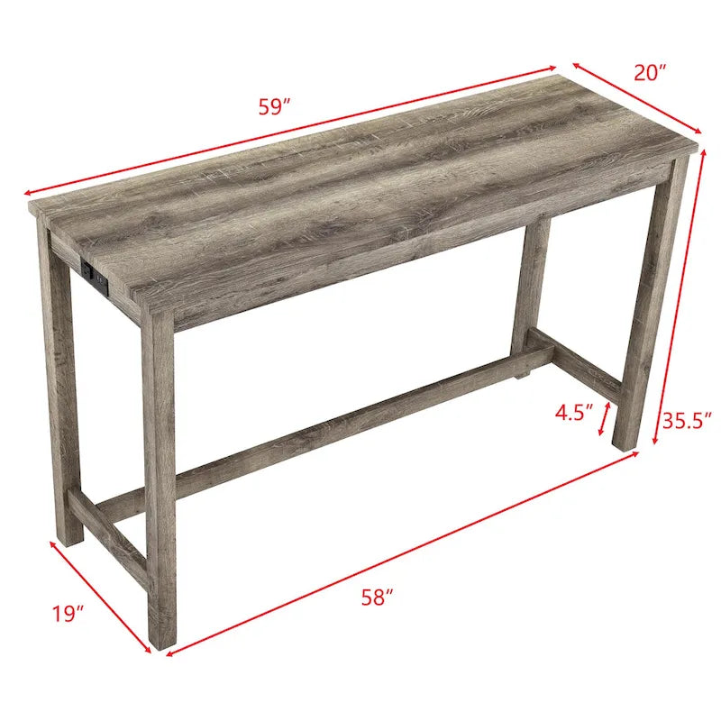Set tavolo da pranzo da bar e 3 sgabelli da bar con presa di corrente, angolo colazione da cucina, tavolo da pranzo in legno, sedie