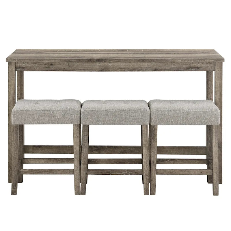 Set tavolo da pranzo da bar e 3 sgabelli da bar con presa di corrente, angolo colazione da cucina, tavolo da pranzo in legno, sedie