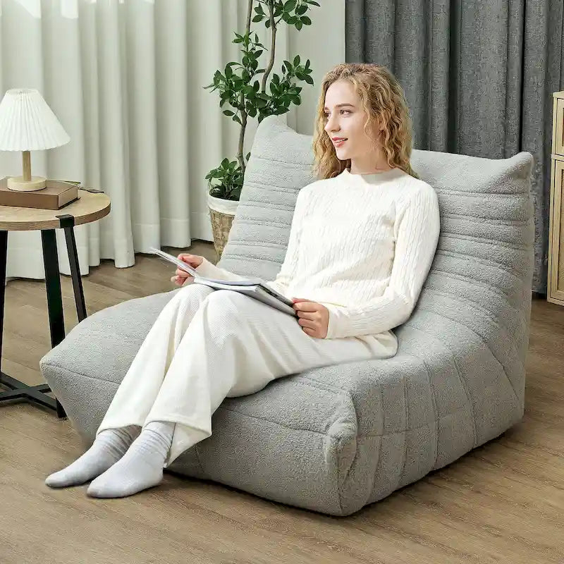 Poltrona a sacco HOMCOM per adulti, poltrona gigante da camino, divano pigro, divano a sacco con comoda schiuma ad alta densità
