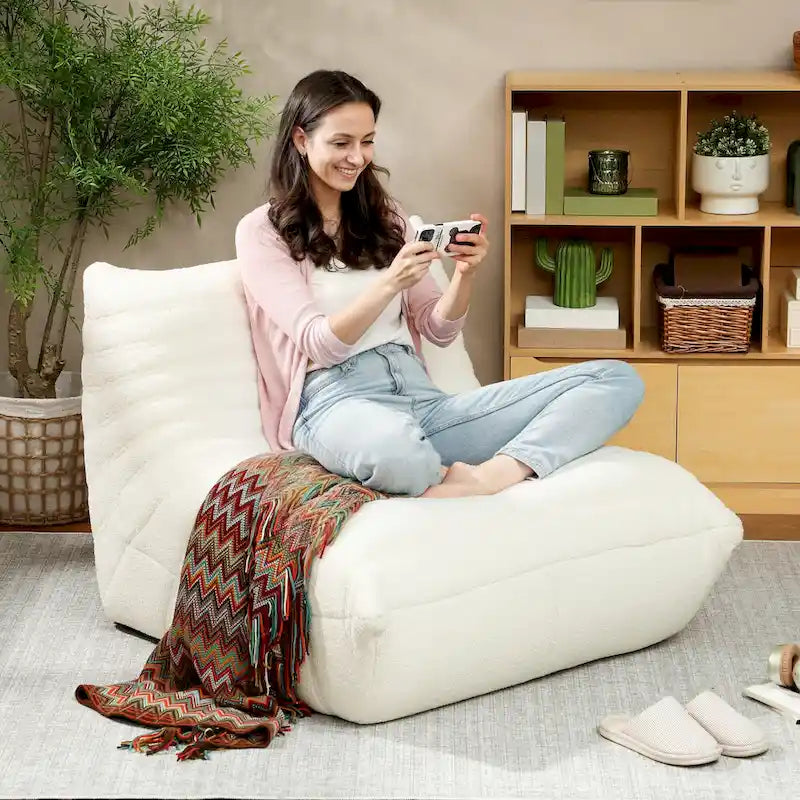 Poltrona a sacco HOMCOM per adulti, poltrona gigante da camino, divano pigro, divano a sacco con comoda schiuma ad alta densità