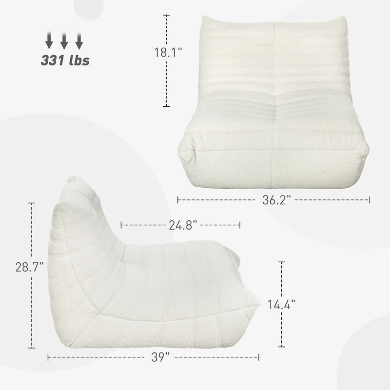 Poltrona a sacco HOMCOM per adulti, poltrona gigante da camino, divano pigro, divano a sacco con comoda schiuma ad alta densità