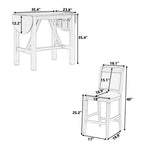 Set compatto da 3 pezzi con tavolo a ribalta in legno e 2 sedie da pranzo imbottite per piccoli spazi