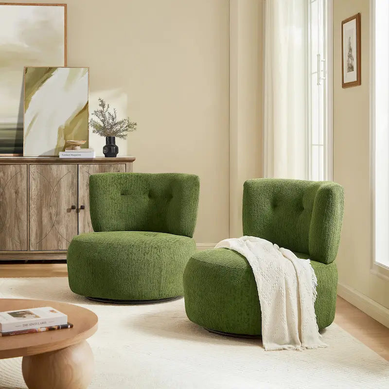 Art Leon Flannel Upholstered Swivel Accent Chair