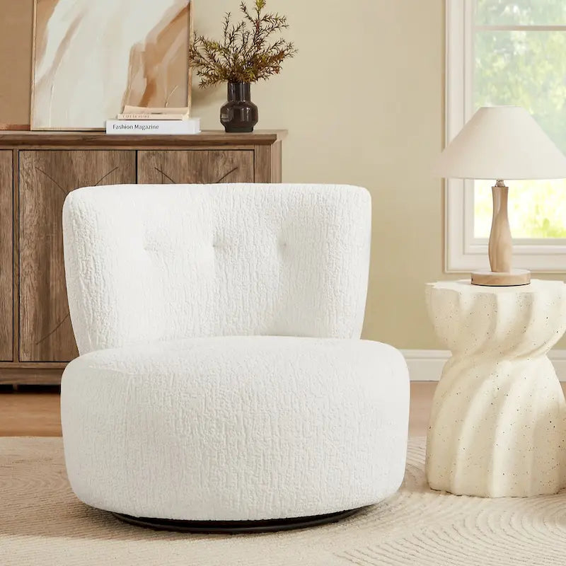 Poltrona girevole imbottita in flanella Art Leon