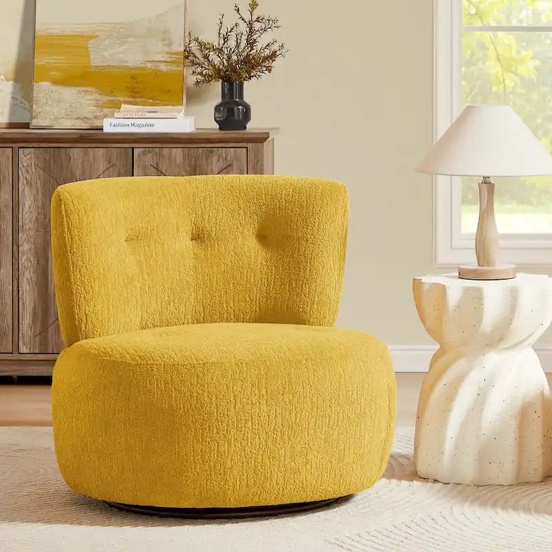 Poltrona girevole imbottita in flanella Art Leon