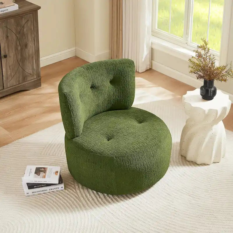 Poltrona girevole imbottita in flanella Art Leon