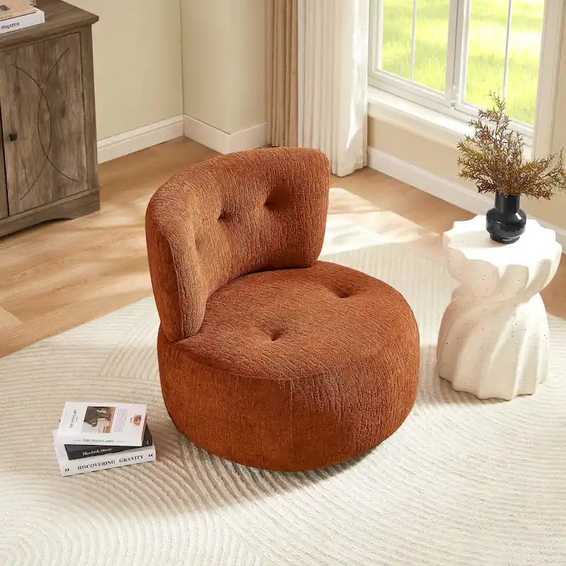 Poltrona girevole imbottita in flanella Art Leon