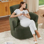 Poltrona girevole a 360°, poltrona imbottita a forma di botte con poggiatesta regolabile, poltrona girevole moderna rotonda per soggiorno