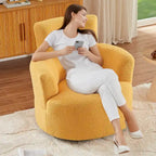 Poltrona girevole a 360°, poltrona imbottita a forma di botte con poggiatesta regolabile, poltrona girevole moderna rotonda per soggiorno