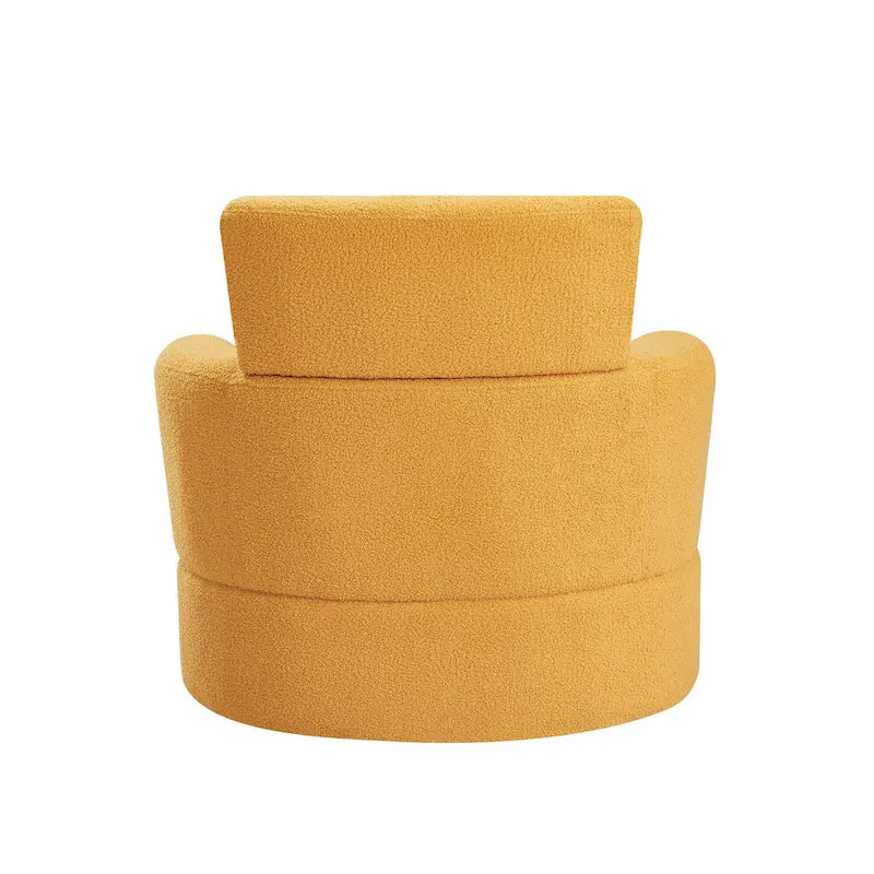 Poltrona girevole a 360°, poltrona imbottita a forma di botte con poggiatesta regolabile, poltrona girevole moderna rotonda per soggiorno