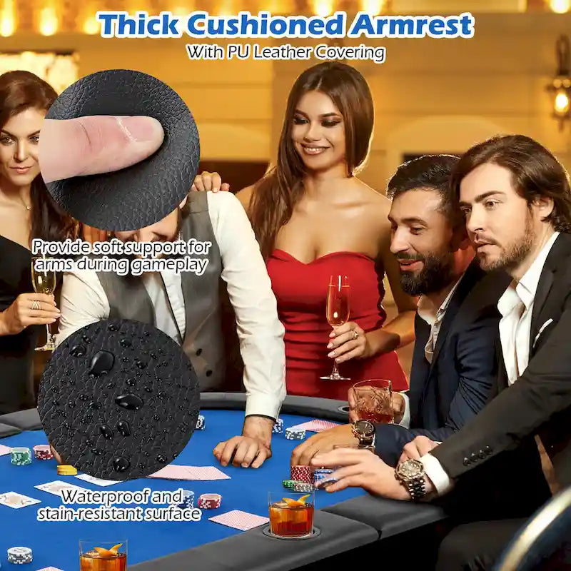 Tavolo da poker pieghevole imbottito Gymax 84 x 42 per 10 giocatori con piano