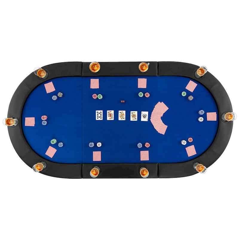Tavolo da poker pieghevole imbottito Gymax 84 x 42 per 10 giocatori con piano