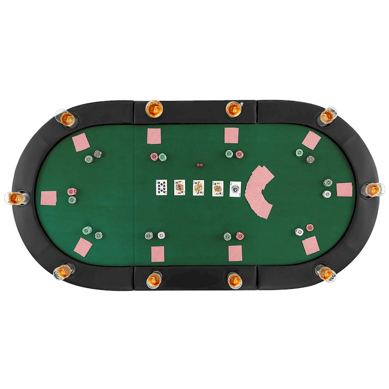 Tavolo da poker pieghevole imbottito Gymax 84 x 42 per 10 giocatori con piano