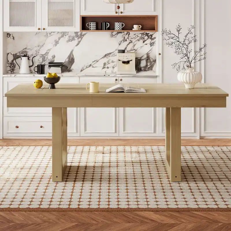 Tavolo da pranzo allungabile 60-78, tavolo da cucina in legno stile fattoria con prolunga rimovibile, grande tavolo estensibile per 4-8 persone