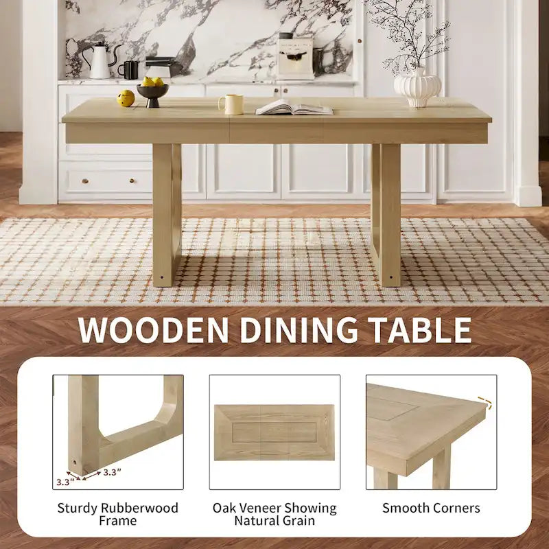 Tavolo da pranzo allungabile 60-78, tavolo da cucina in legno stile fattoria con prolunga rimovibile, grande tavolo estensibile per 4-8 persone