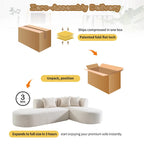 Divano angolare a 4 posti in poliestere 107,5 con design curvo e cuciture larghe