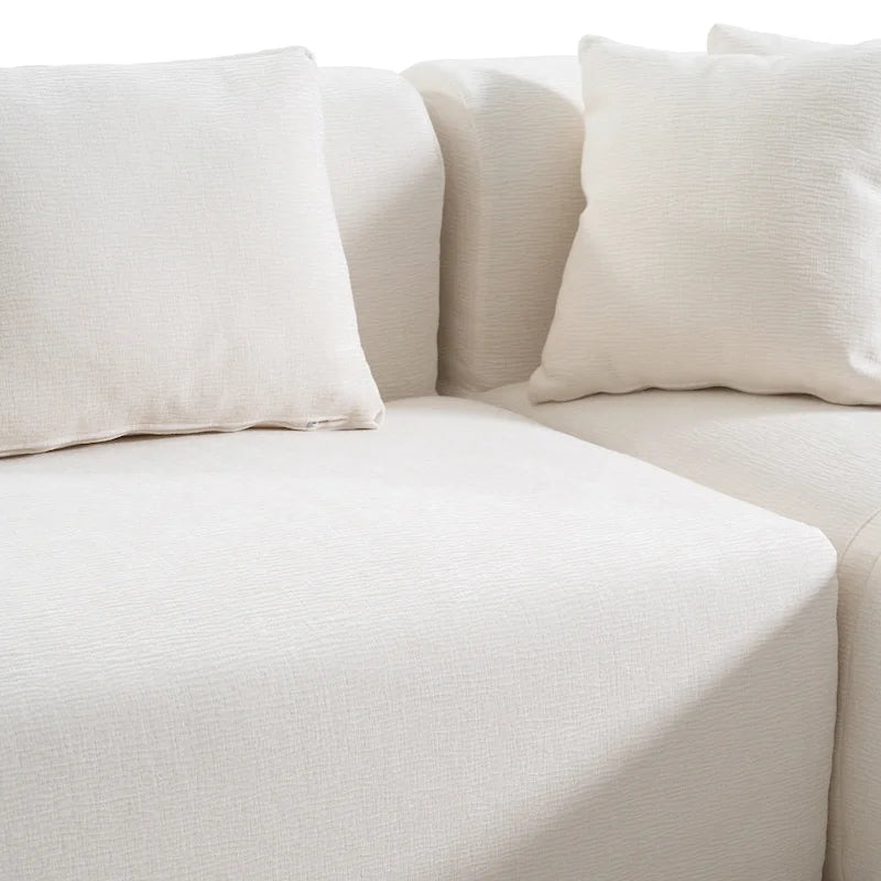 Divano angolare a 4 posti in poliestere 107,5 con design curvo e cuciture larghe