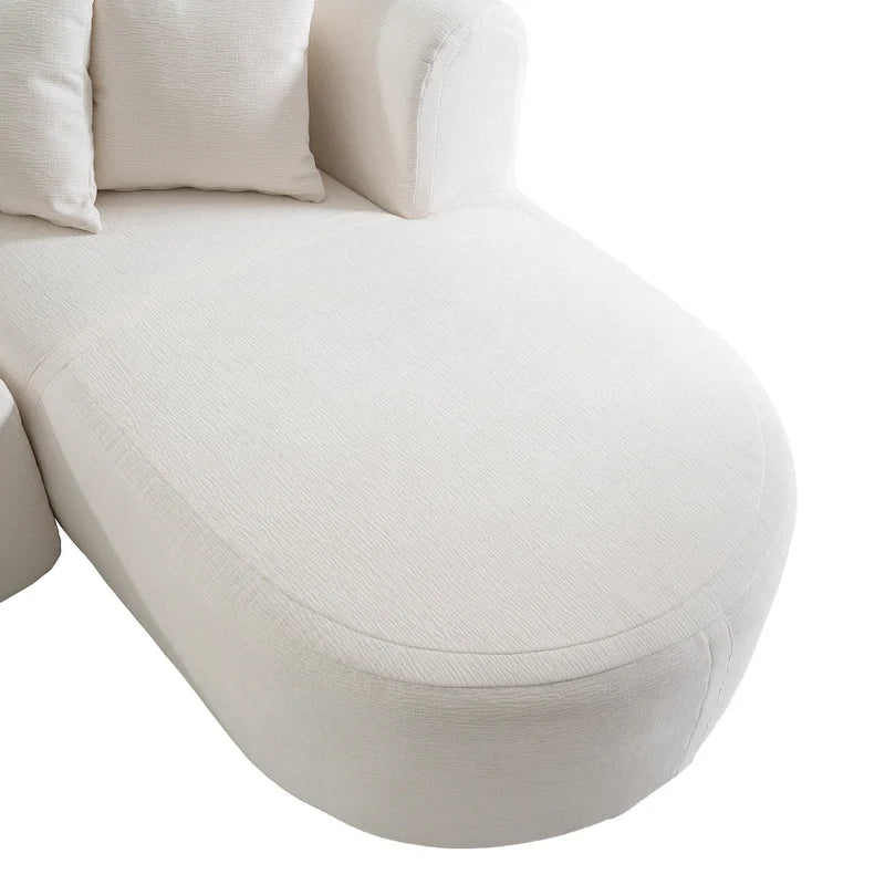 Divano angolare a 4 posti in poliestere 107,5 con design curvo e cuciture larghe