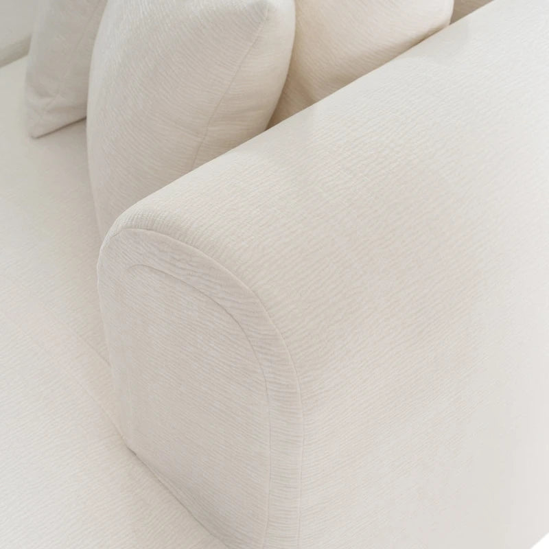 Divano angolare a 4 posti in poliestere 107,5 con design curvo e cuciture larghe