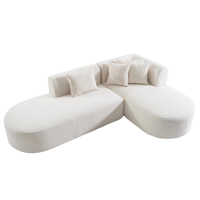 Divano angolare a 4 posti in poliestere 107,5 con design curvo e cuciture larghe