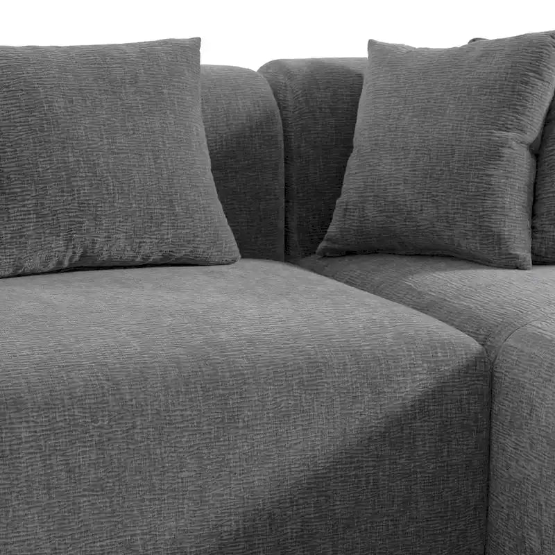 Divano angolare a 4 posti in poliestere 107,5 con design curvo e cuciture larghe