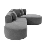 Divano angolare a 4 posti in poliestere 107,5 con design curvo e cuciture larghe