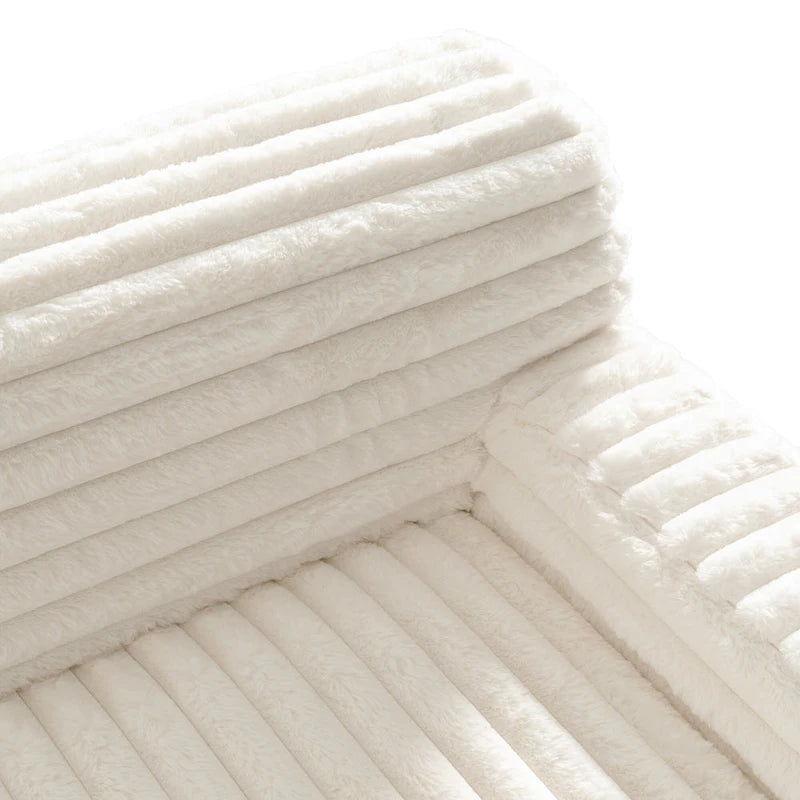 Divano componibile a L a 3 posti in pelliccia sintetica 110 Cloud con due cuscini inclusi