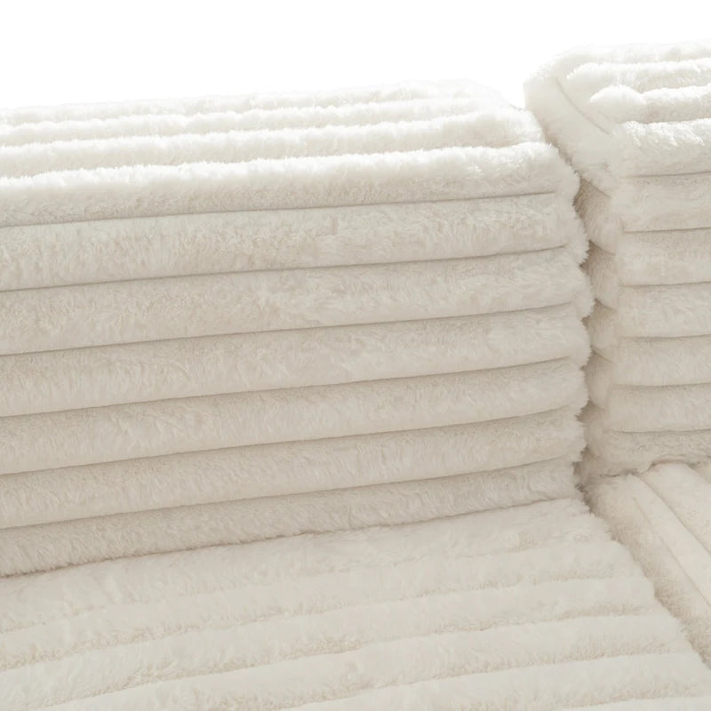 Divano componibile a L a 3 posti in pelliccia sintetica 110 Cloud con due cuscini inclusi