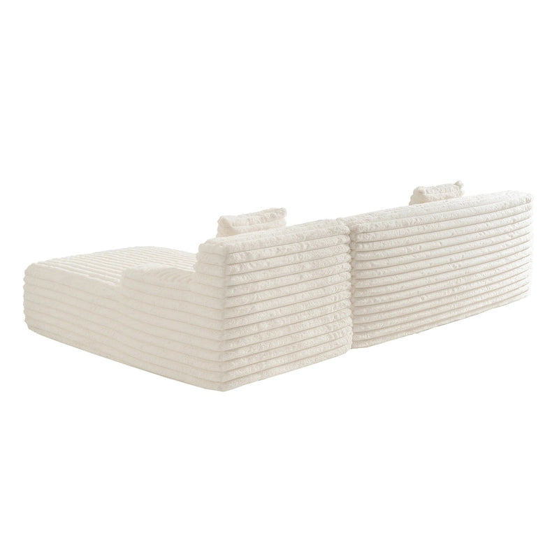 Divano componibile a L a 3 posti in pelliccia sintetica 110 Cloud con due cuscini inclusi